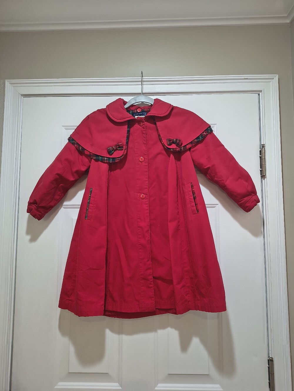 Rothschild Girls' Bright Red Cape-Detail Pea Coat